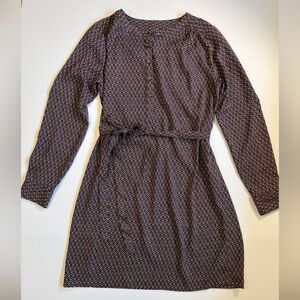 LOFT Geometric Long Sleeve Dress - Black and White